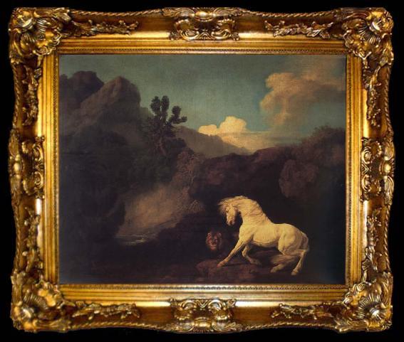 framed  George Stubbs A Horse Frightened by a Lion, ta009-2